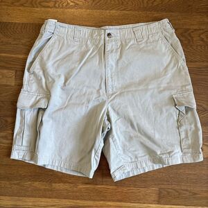 Woolrich Khaki Cargo Shorts Mens 38 British Tan 9" Inseam Cotton Dad‎ Outdoor